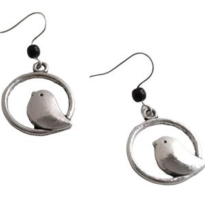 Boho Bird Silver Drop Earrings